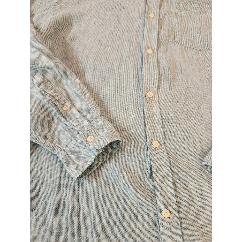 Banana Republic Light Blue 100% Linen‎ Shirt Mens XL  Long Sleeve Button Down